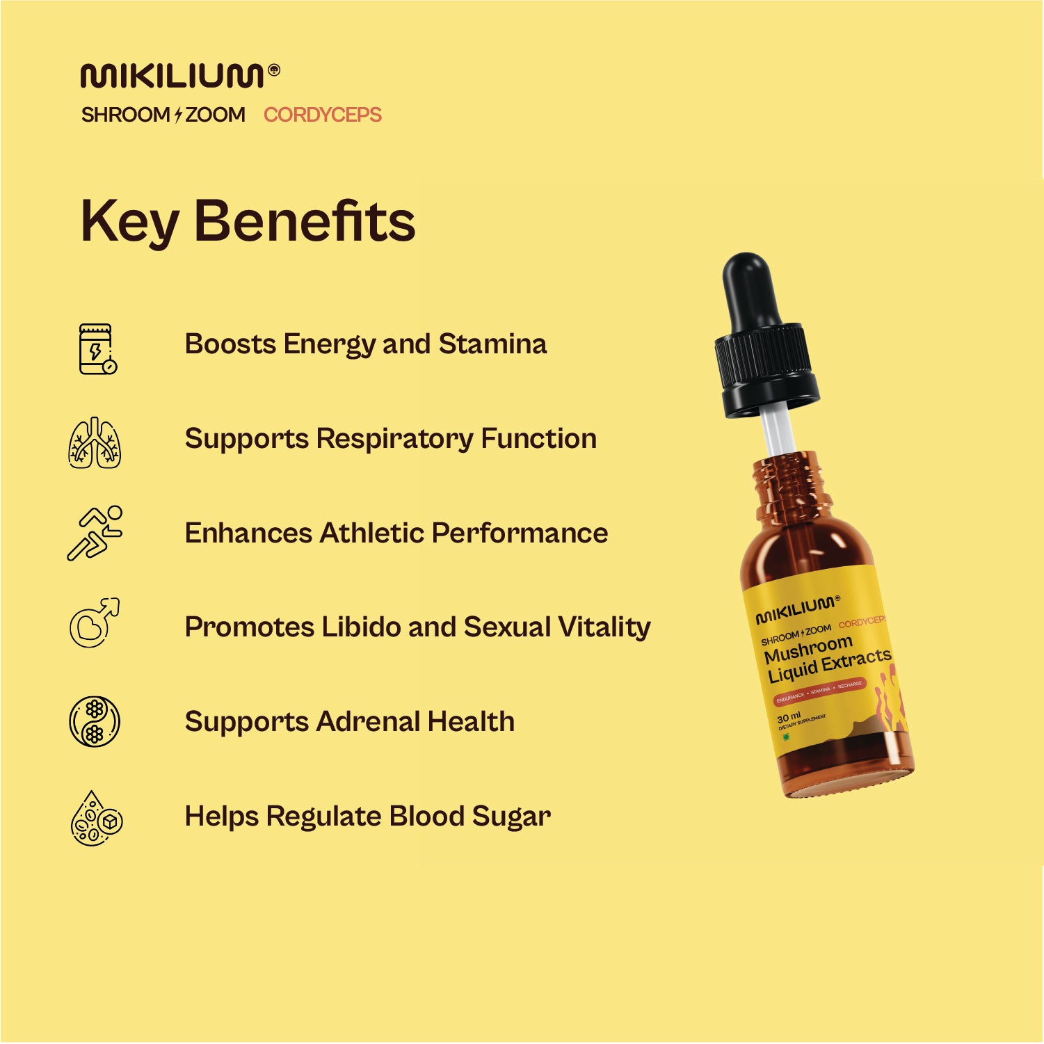 Shroom Zoom - Cordyceps Mushroom Liquid Dual Extract - benefits