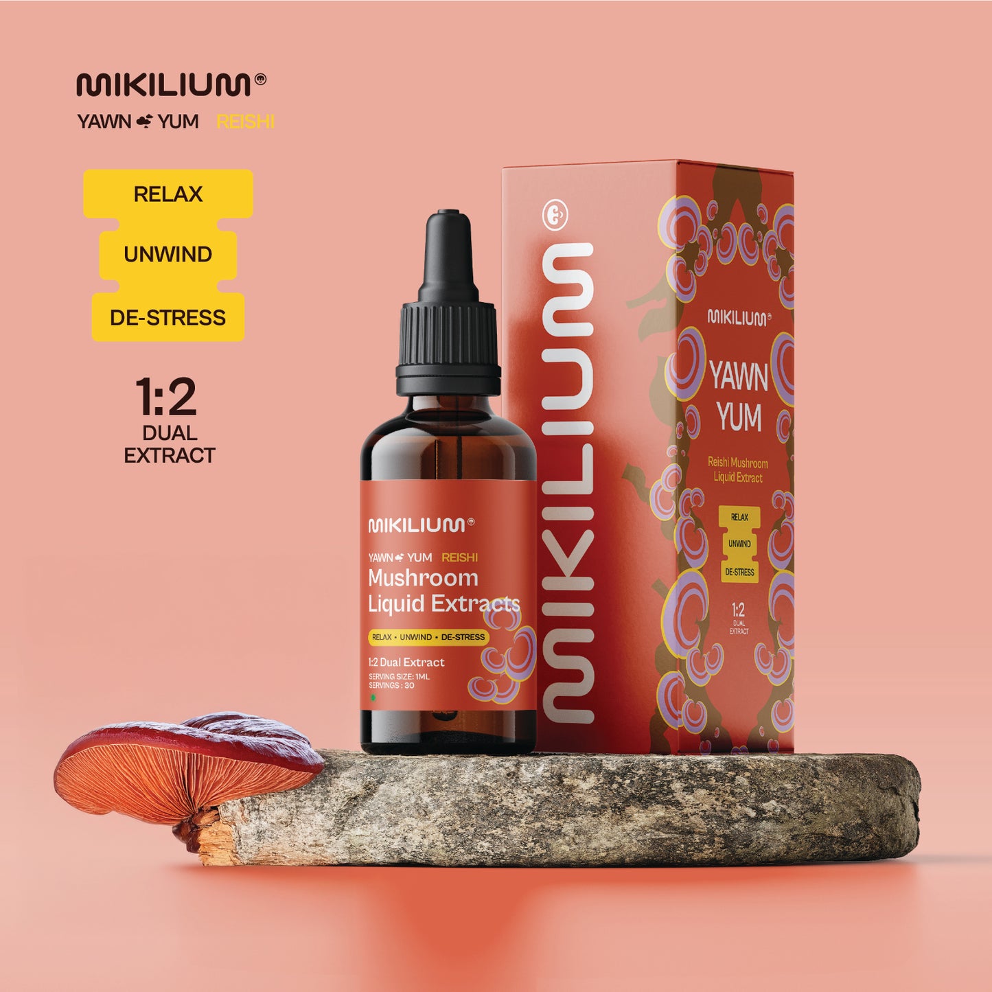 Yawn Yum - Reishi Mushroom Liquid Dual Extract- 30 Servings (30ml)
