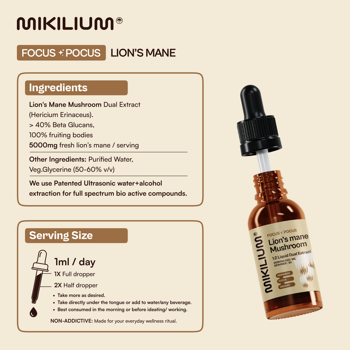 Focus Pocus - Lion's Mane Mushroom Liquid Dual Extract