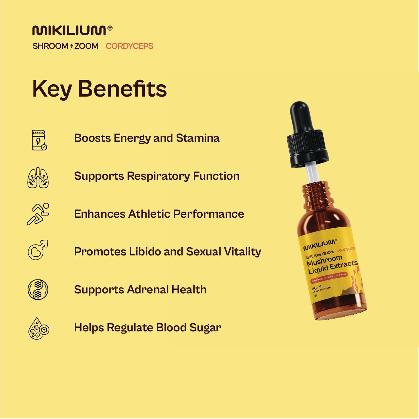 Shroom Zoom - Cordyceps Mushroom Liquid Dual Extract - benefits