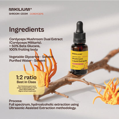 Shroom Zoom - Cordyceps Mushroom Liquid Dual Extract - ingredients