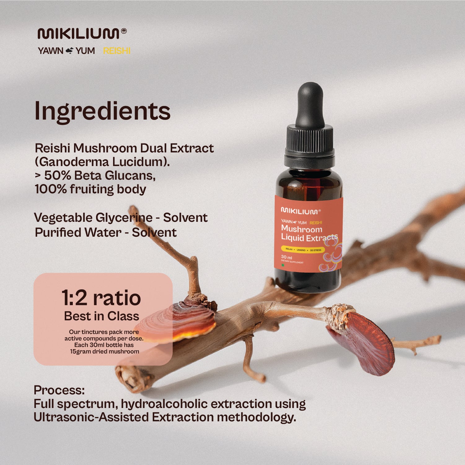 Yawn Yum - Reishi Mushroom Liquid Dual Extract - ingredients