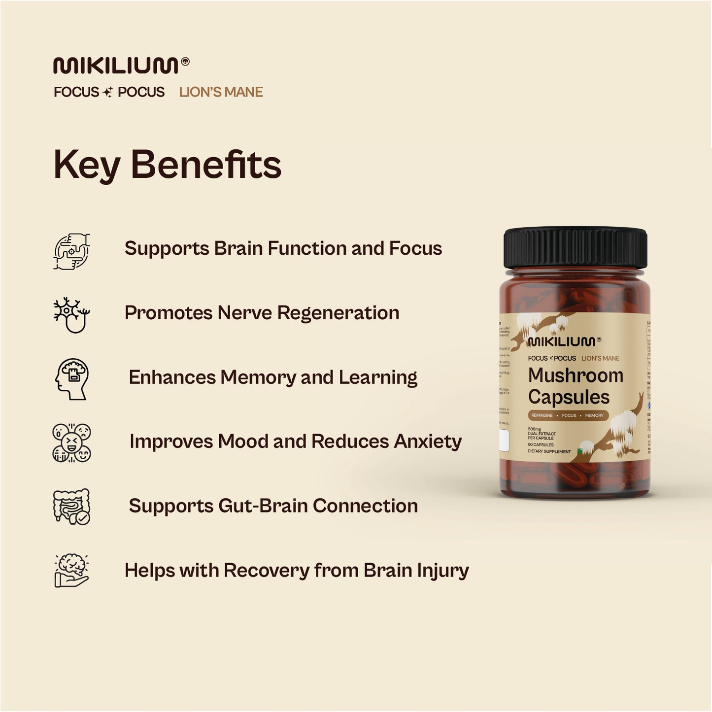 Focus Pocus - Lion's Mane Mushroom Dual Extract Capsules - benefits