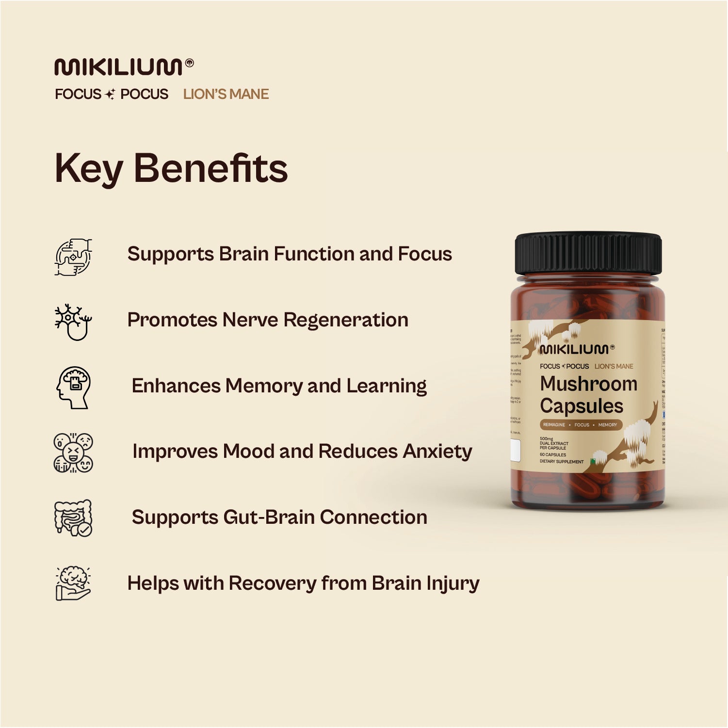 Focus Pocus - Lion's Mane Mushroom Dual Extract Capsules - benefits