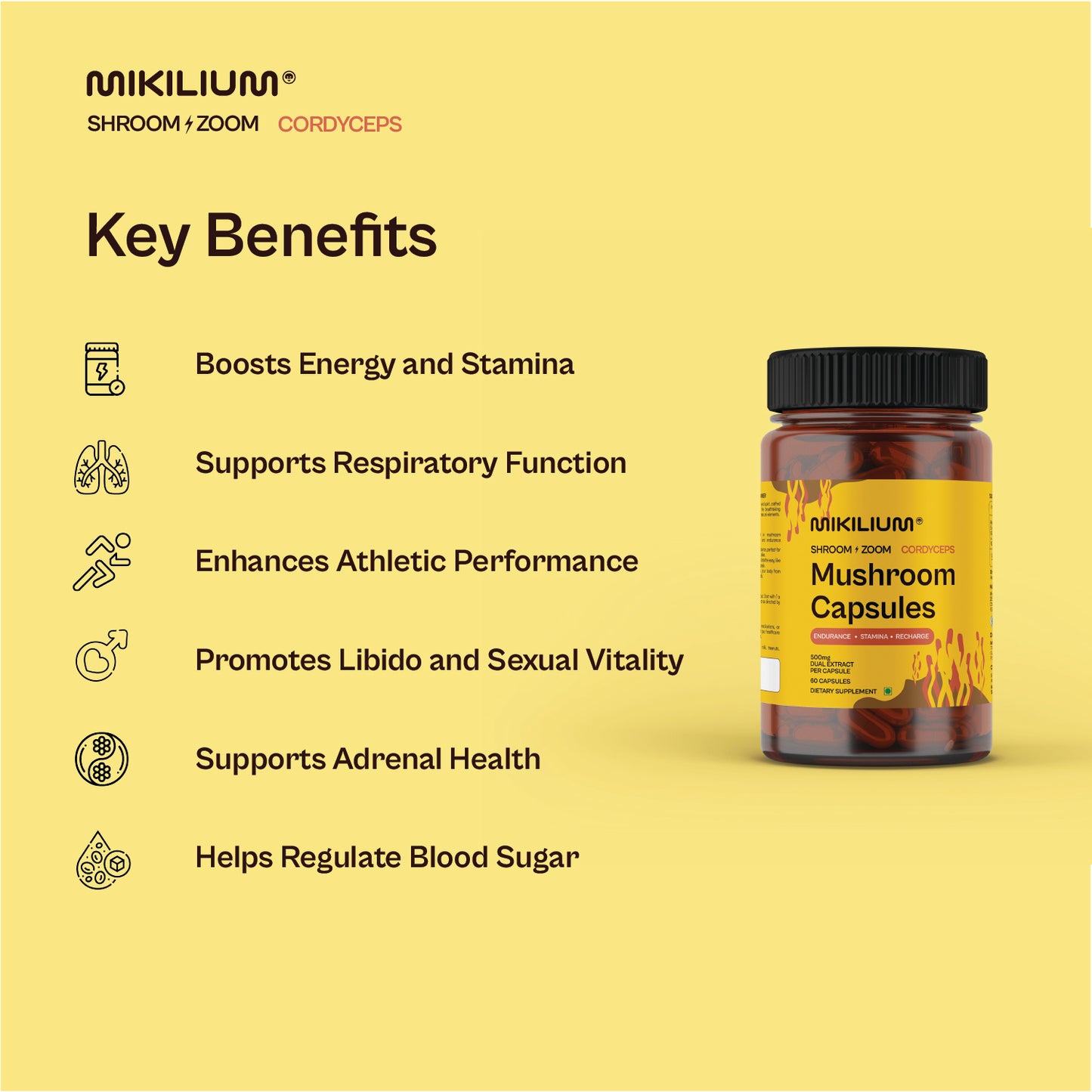 Shroom Zoom - Cordyceps Mushroom Dual Extract Capsules - benefits
