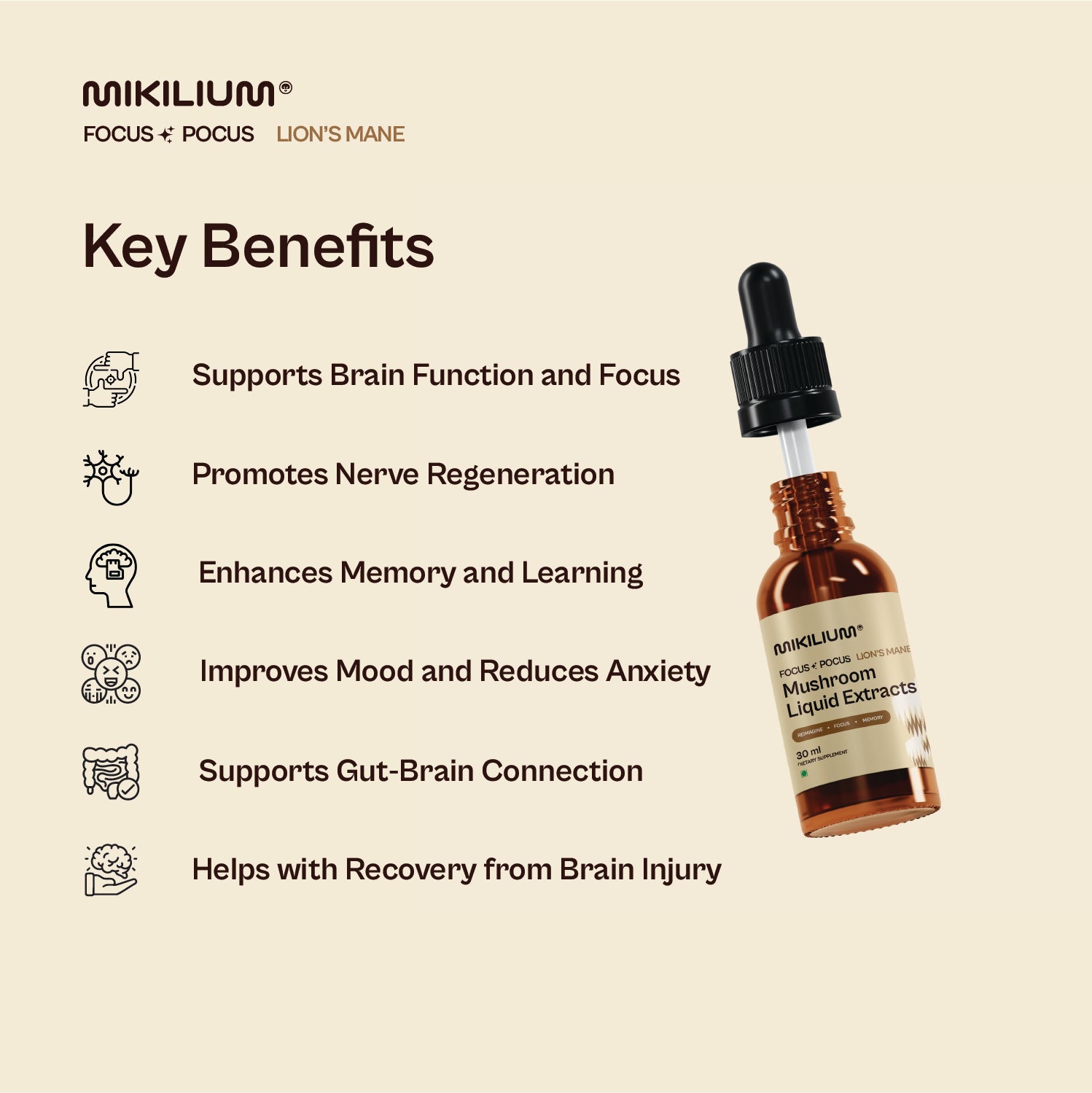 Focus Pocus - Lion's Mane Mushroom Liquid Dual Extract - benefits