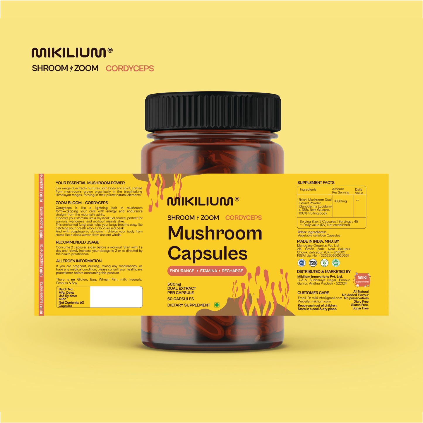 Shroom Zoom - Cordyceps Mushroom Dual Extract Capsules - label