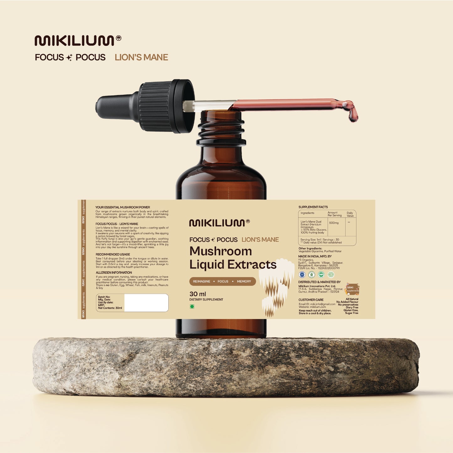 Focus Pocus - Lion's Mane Mushroom Liquid Dual Extract - label